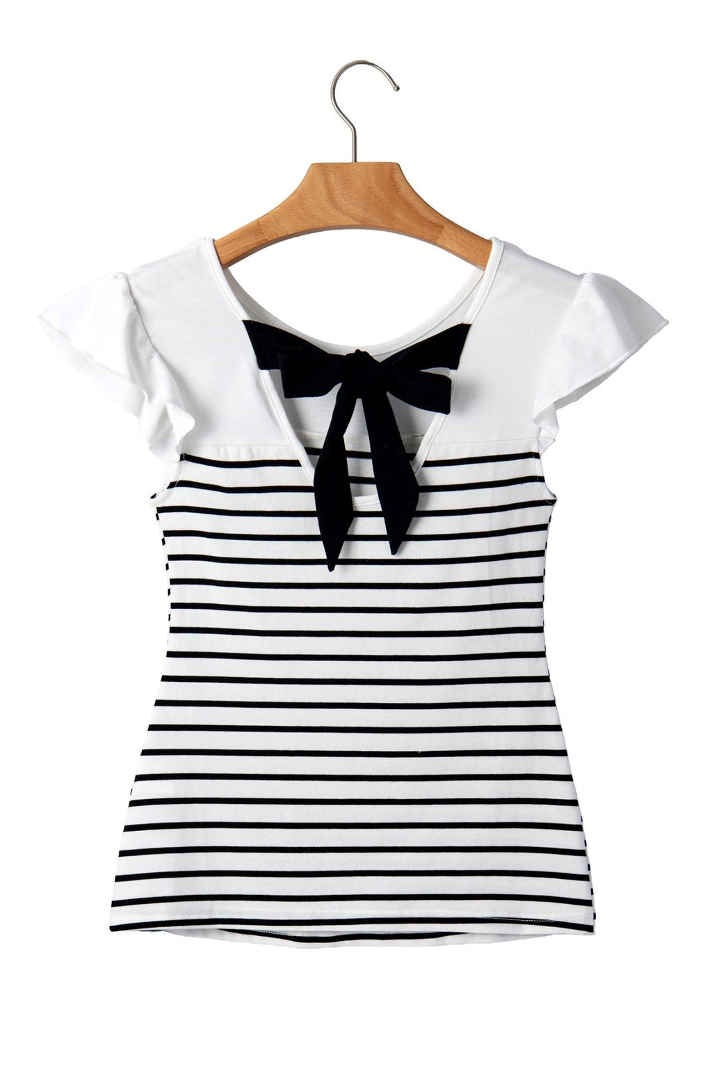 Stripe Contrast Bow Tie Back Ruffle Tank Top - Rooted & Reckless Co.