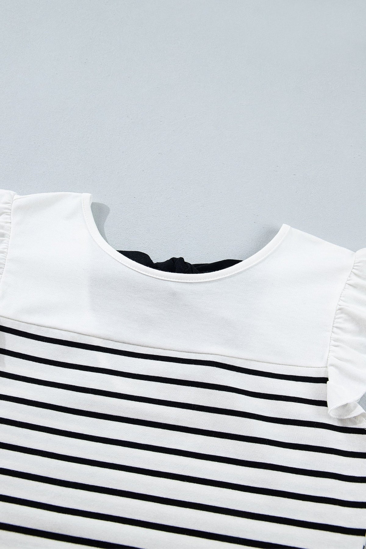 Stripe Contrast Bow Tie Back Ruffle Tank Top - Rooted & Reckless Co.