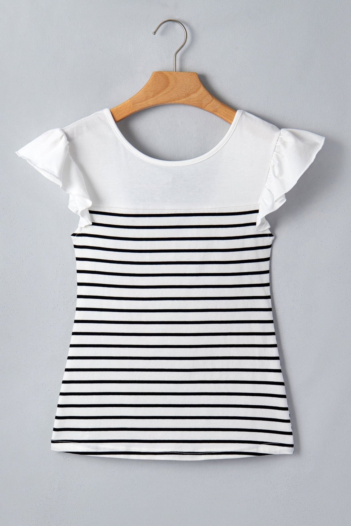 Stripe Contrast Bow Tie Back Ruffle Tank Top - Rooted & Reckless Co.
