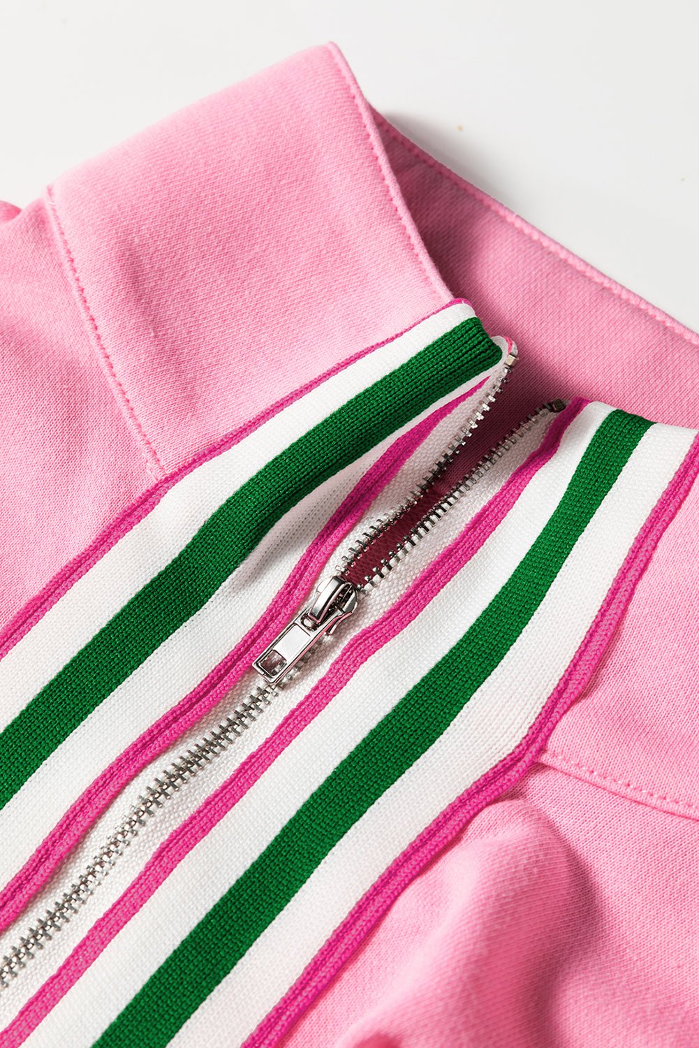 Stripe Contrast Collared Patchwork Sweatshirt - Rooted & Reckless Co.