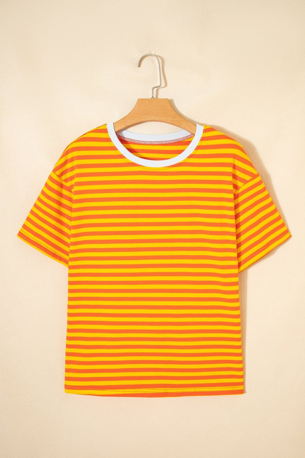 Stripe Contrast Crew Neck Drop Shoulder Tee - Rooted & Reckless Co.