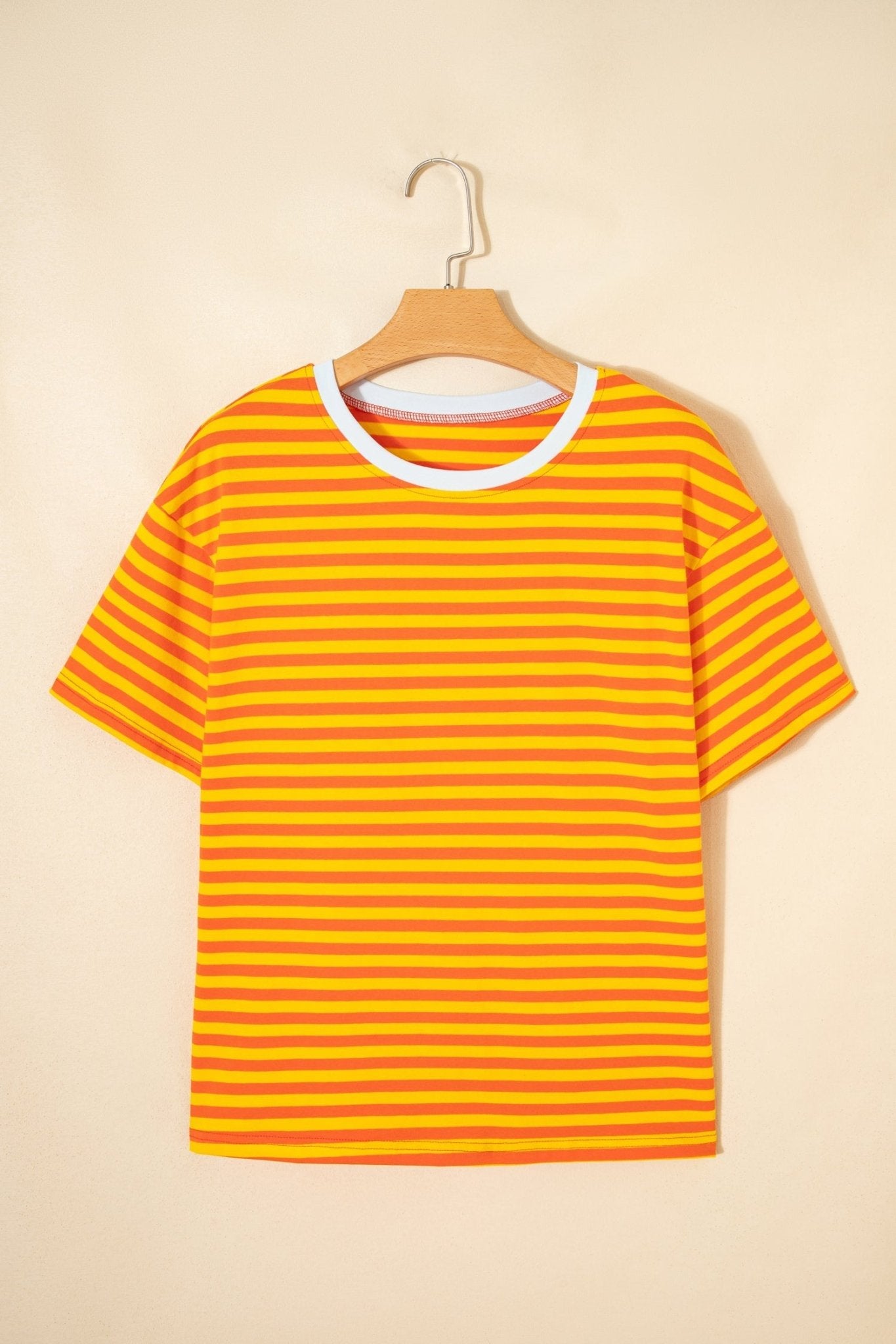Stripe Contrast Crew Neck Drop Shoulder Tee - Rooted & Reckless Co.