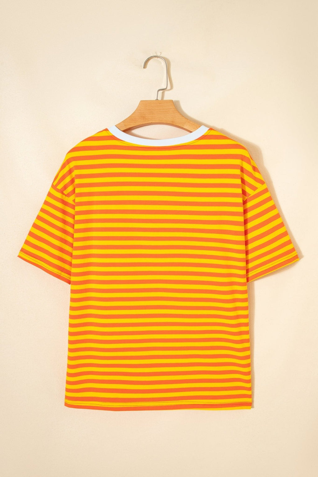 Stripe Contrast Crew Neck Drop Shoulder Tee - Rooted & Reckless Co.