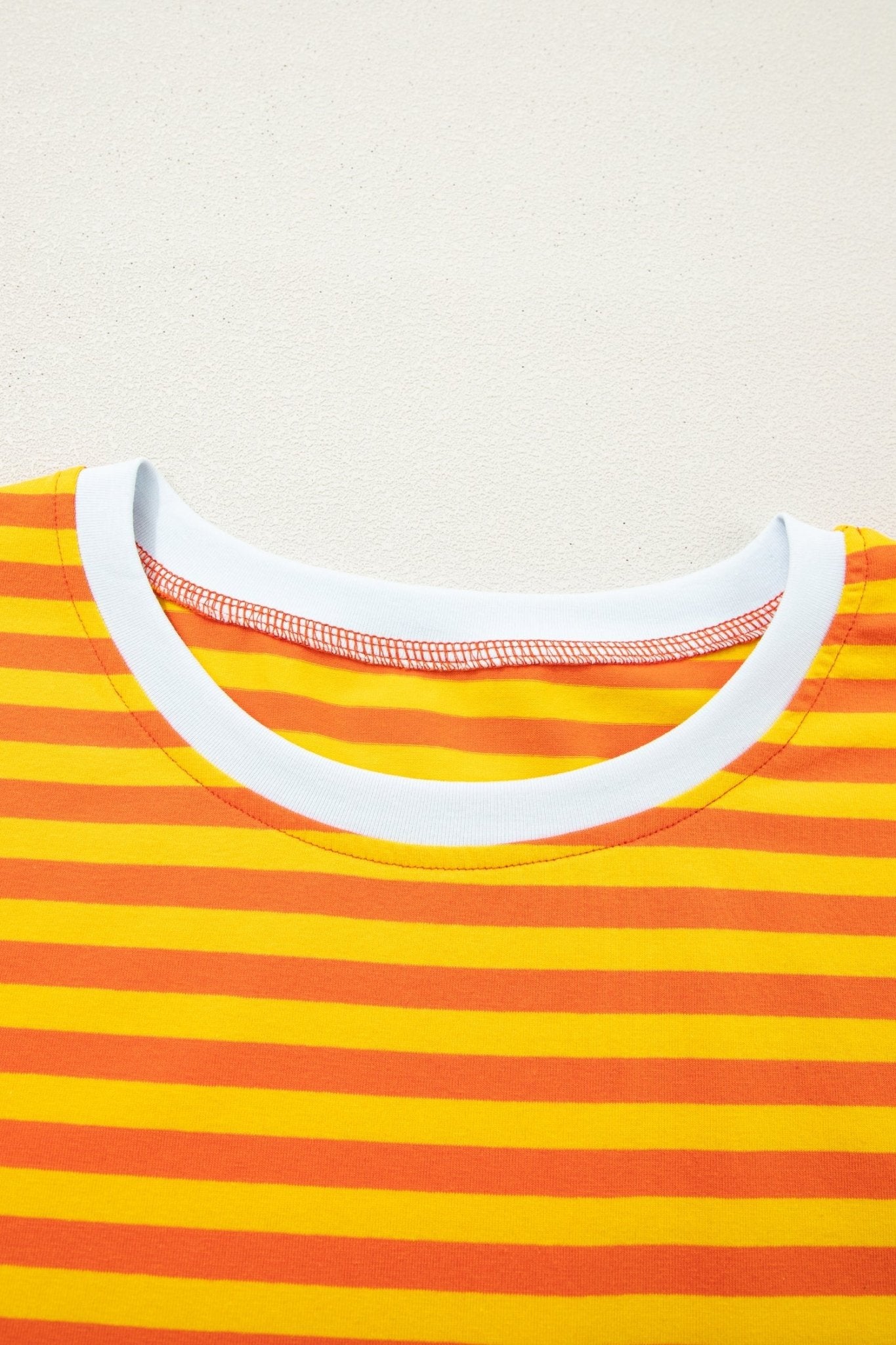 Stripe Contrast Crew Neck Drop Shoulder Tee - Rooted & Reckless Co.