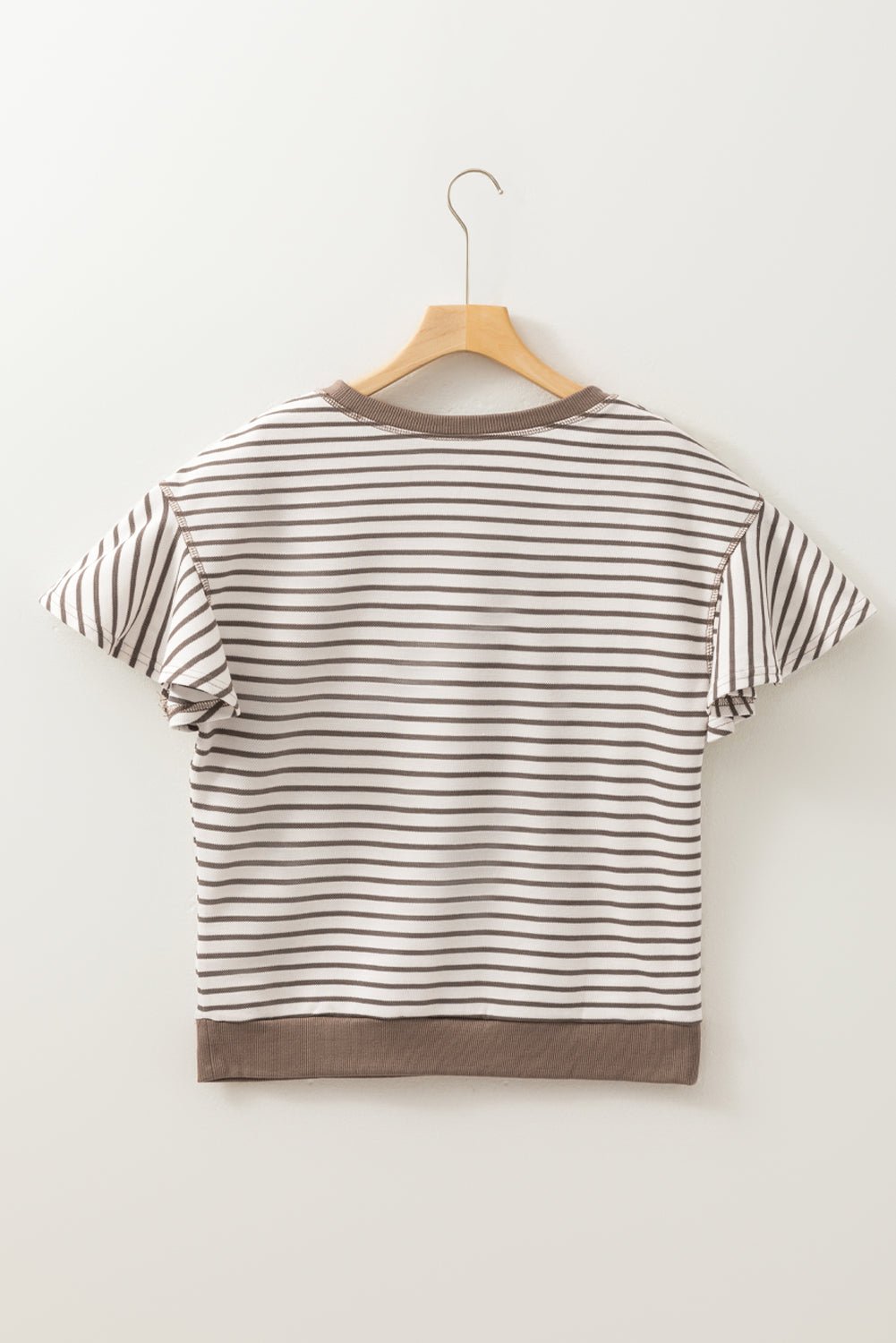 Stripe Contrast Detail Ruffle Short Sleeve Top - Rooted & Reckless Co.