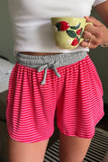 Stripe Contrast Elastic Waist Ribbed Shorts - Rooted & Reckless Co.