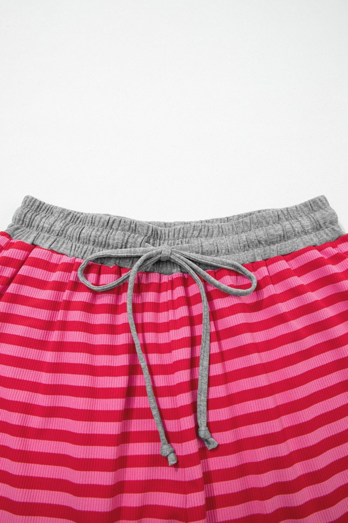 Stripe Contrast Elastic Waist Ribbed Shorts - Rooted & Reckless Co.