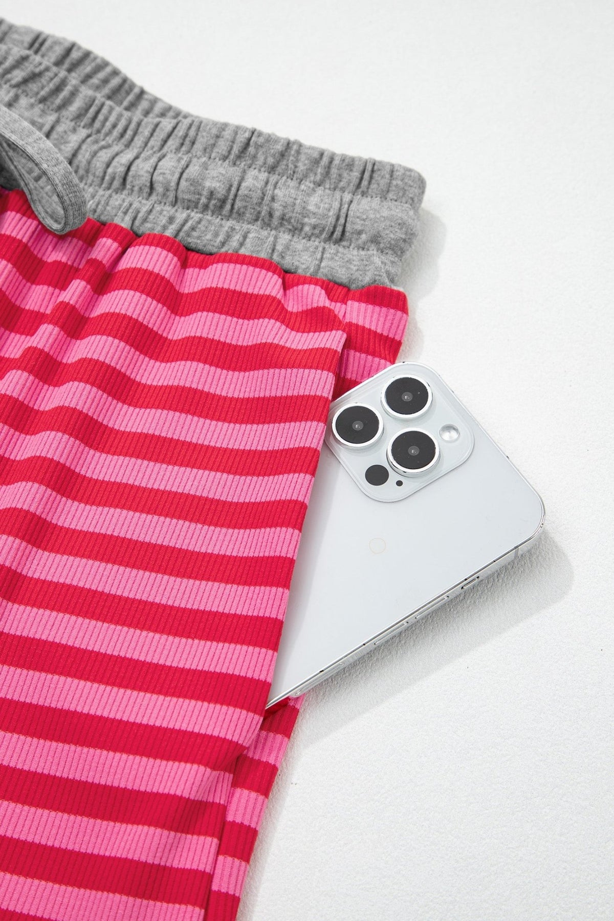 Stripe Contrast Elastic Waist Ribbed Shorts - Rooted & Reckless Co.
