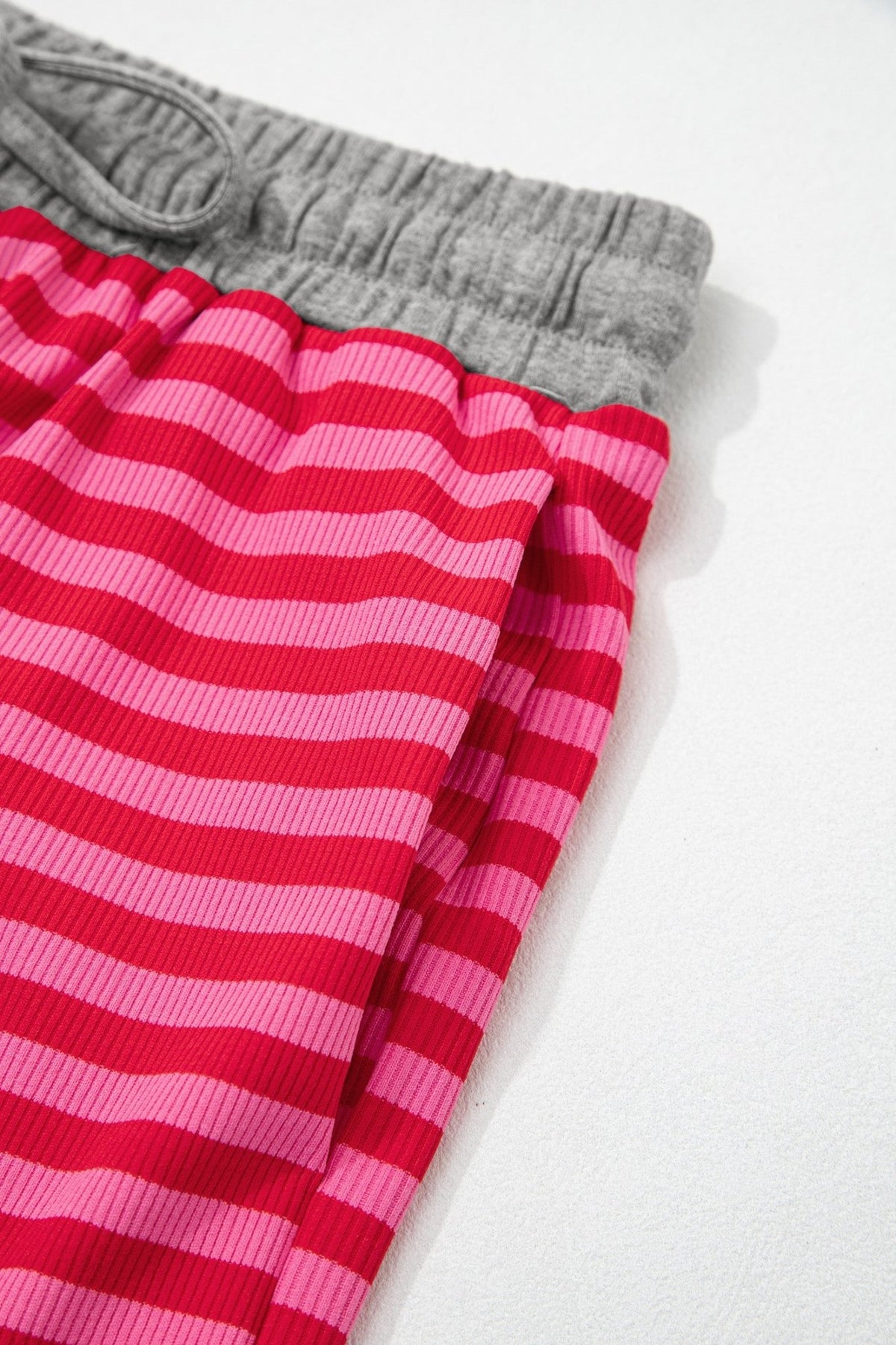 Stripe Contrast Elastic Waist Ribbed Shorts - Rooted & Reckless Co.