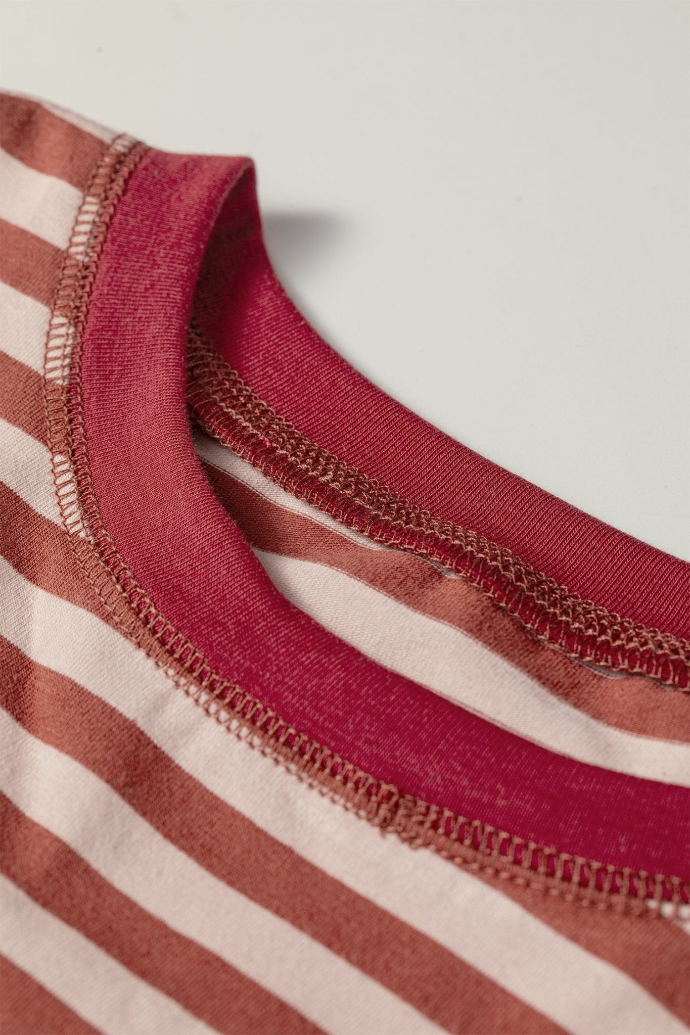 Stripe Contrast Long Sleeve Top & Elastic Waistband Short Set - Rooted & Reckless Co.
