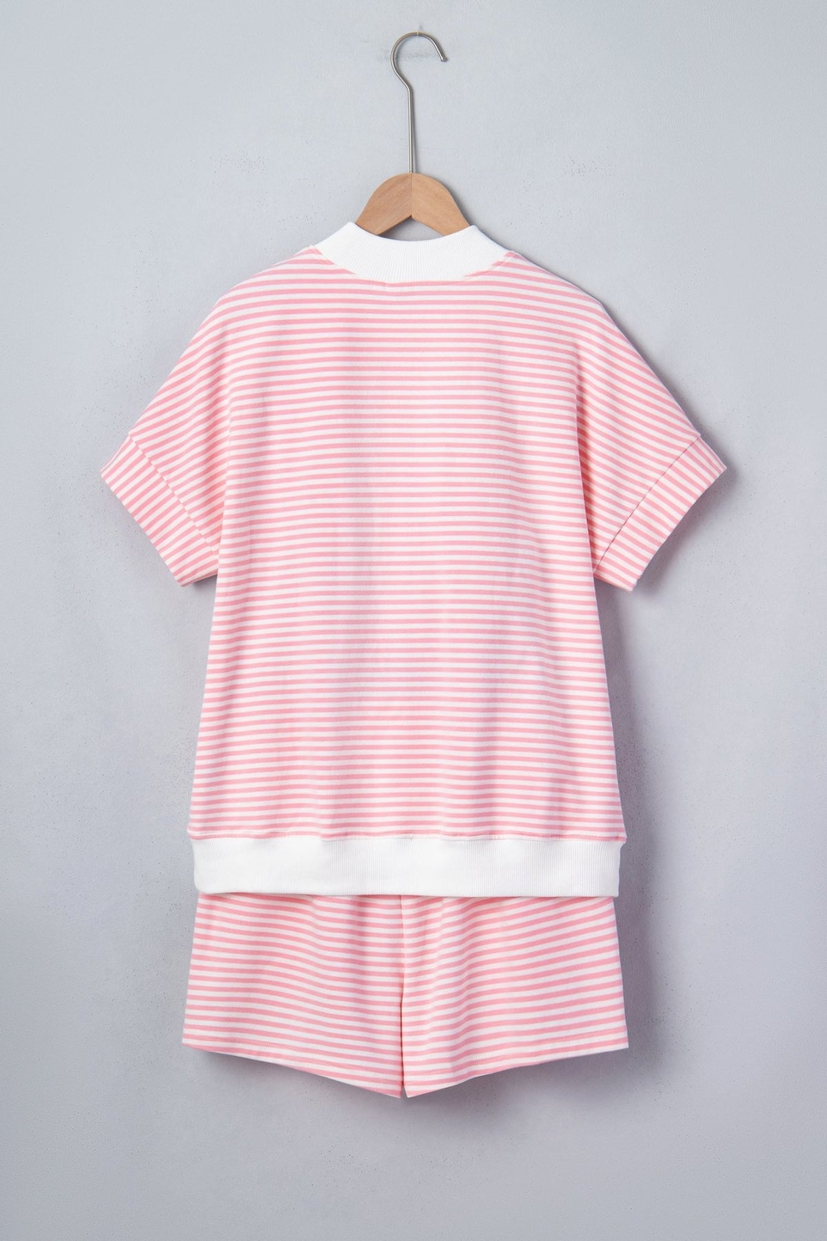 Stripe Contrast Mock Neck Tee & Shorts Set - Rooted & Reckless Co.
