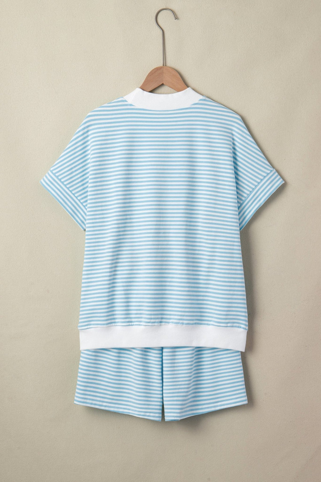 Stripe Contrast Mock Neck Tee & Shorts Set - Rooted & Reckless Co.