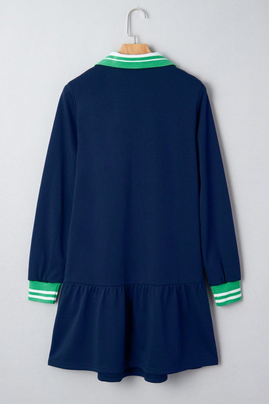 Stripe Contrast Polo Collar Ruffle Hem Mini Dress - Rooted & Reckless Co.
