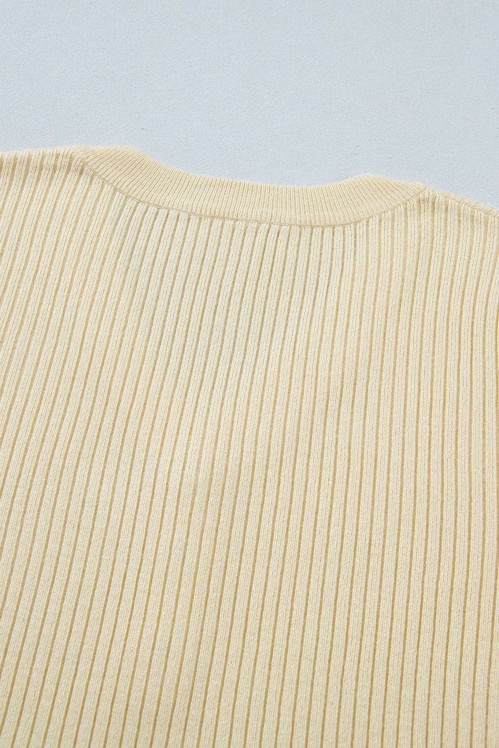 Stripe Contrast Short Sleeve Ribbed V-Neck Sweater - Rooted & Reckless Co.