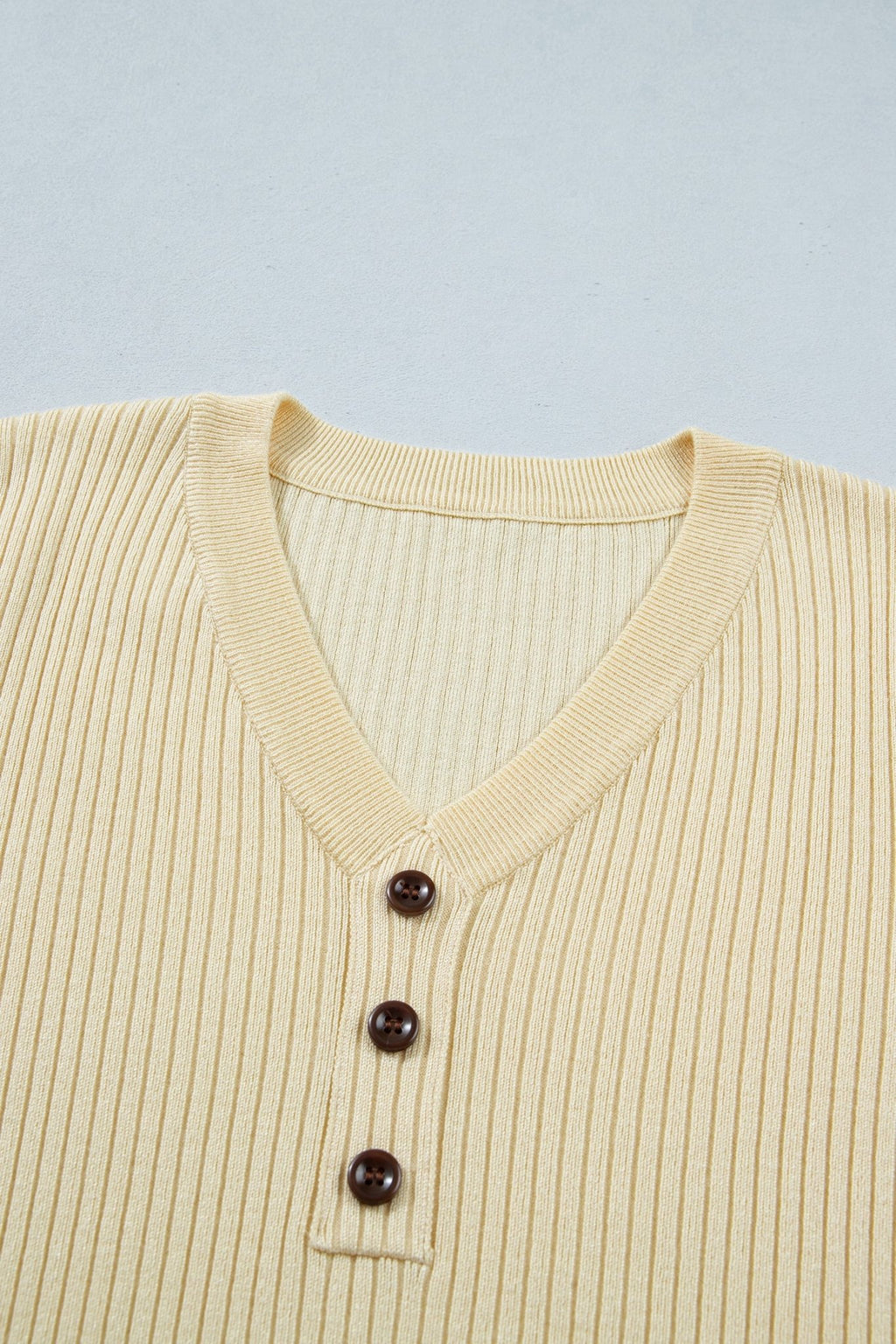Stripe Contrast Short Sleeve Ribbed V-Neck Sweater - Rooted & Reckless Co.