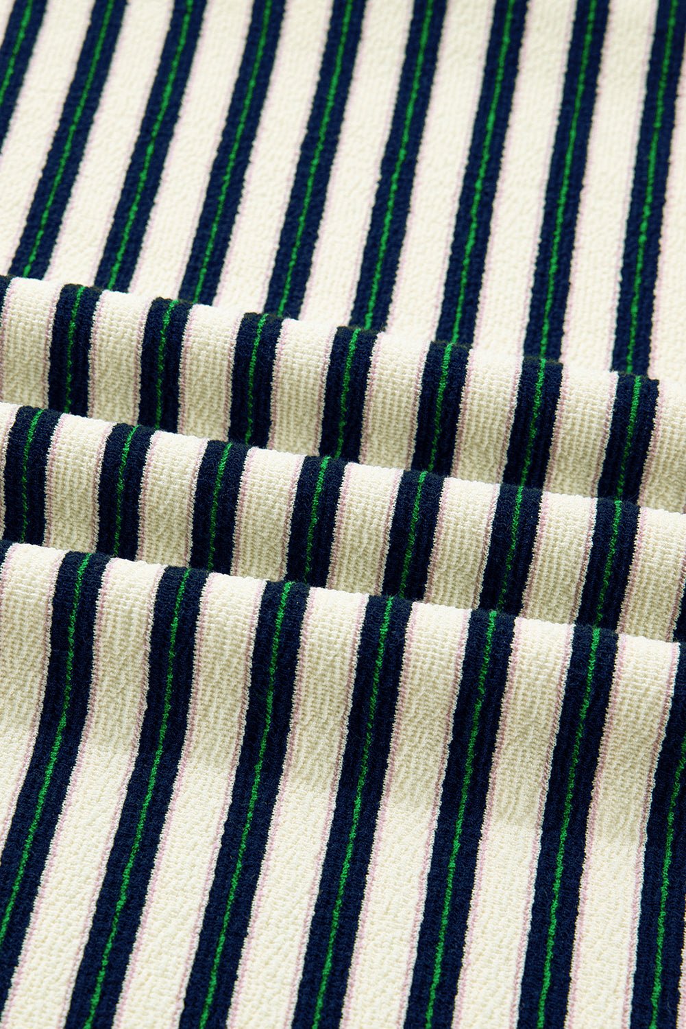 Stripe Contrast Trim Collared Zip Long Sleeve Top - Rooted & Reckless Co.