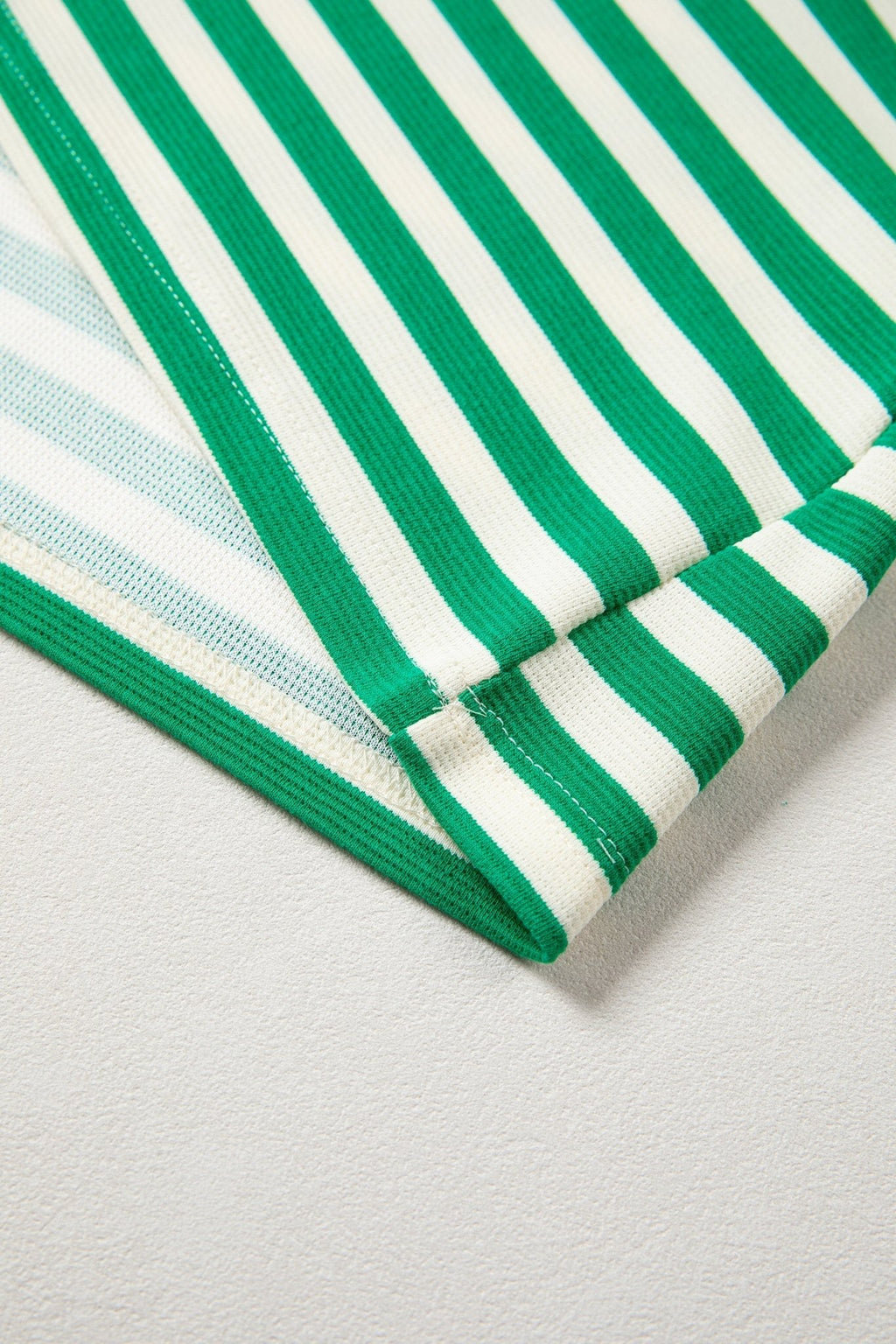 Stripe Contrast Trim Polo Collar Ruffle Sleeve Blouse - Rooted & Reckless Co.
