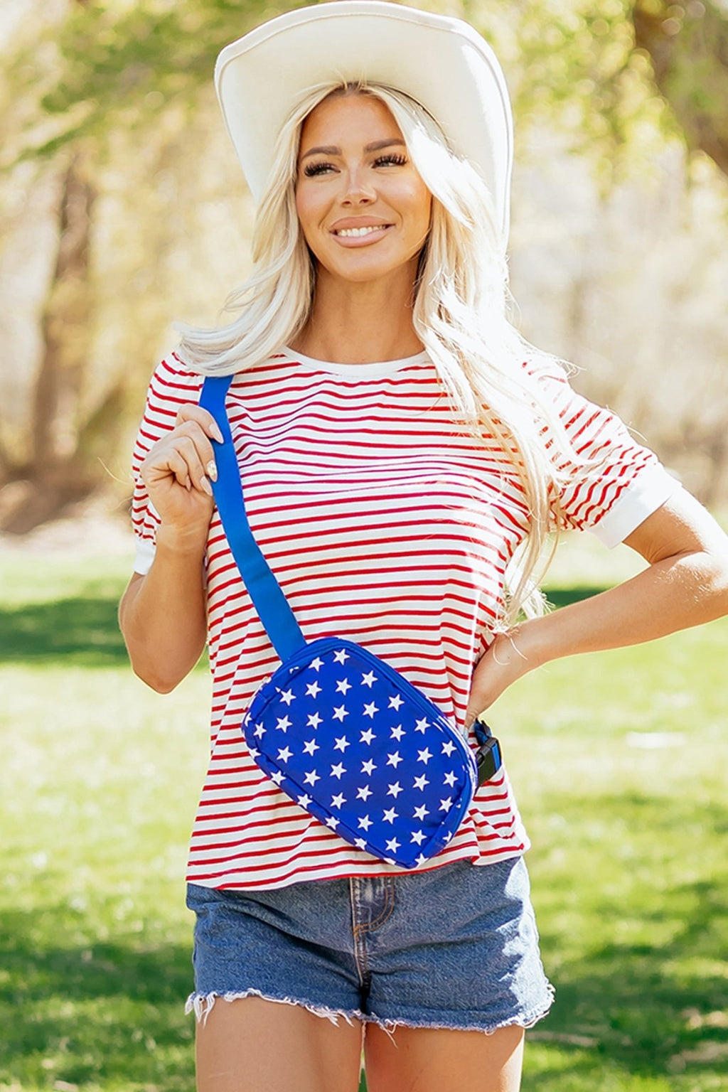 Stripe Contrast Trim Round Neck Puff Sleeve T-Shirt - Rooted & Reckless Co.