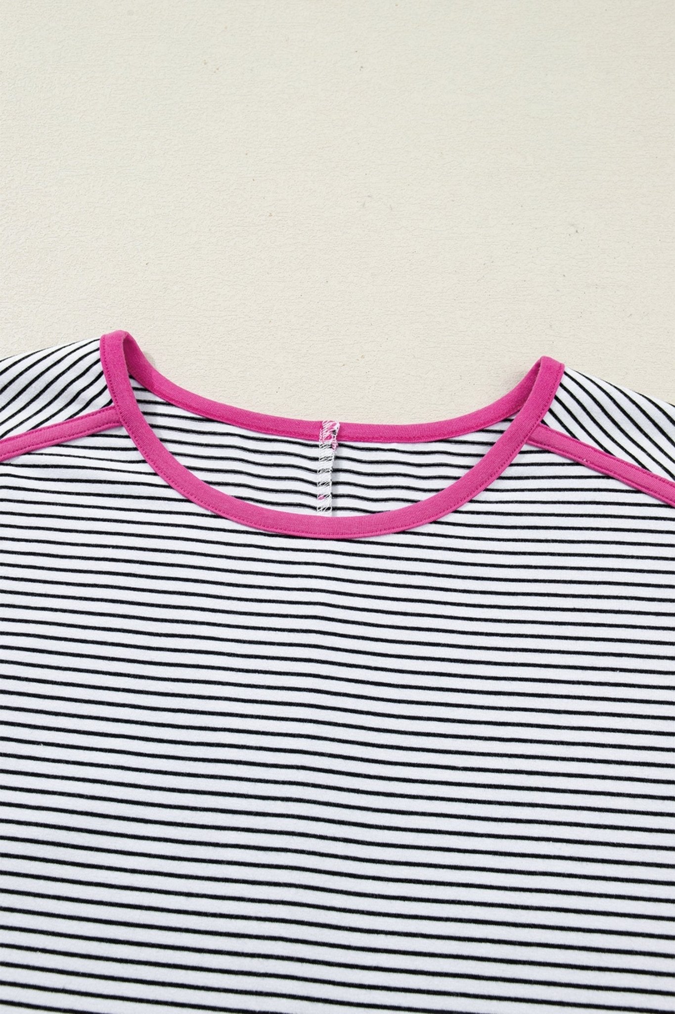 Stripe Contrast Trim Round Neck Shirt - Rooted & Reckless Co.