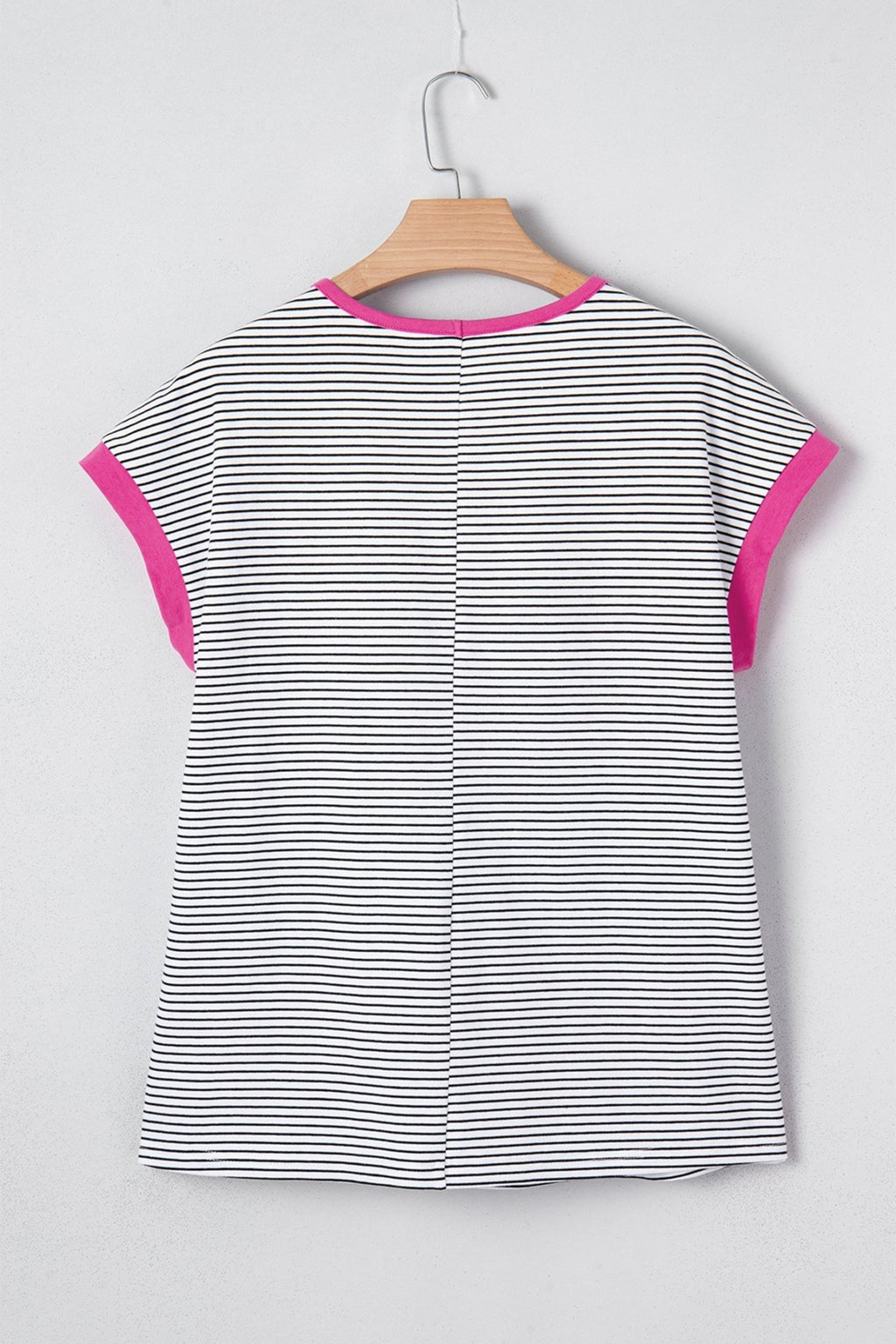 Stripe Contrast Trim Round Neck Shirt - Rooted & Reckless Co.