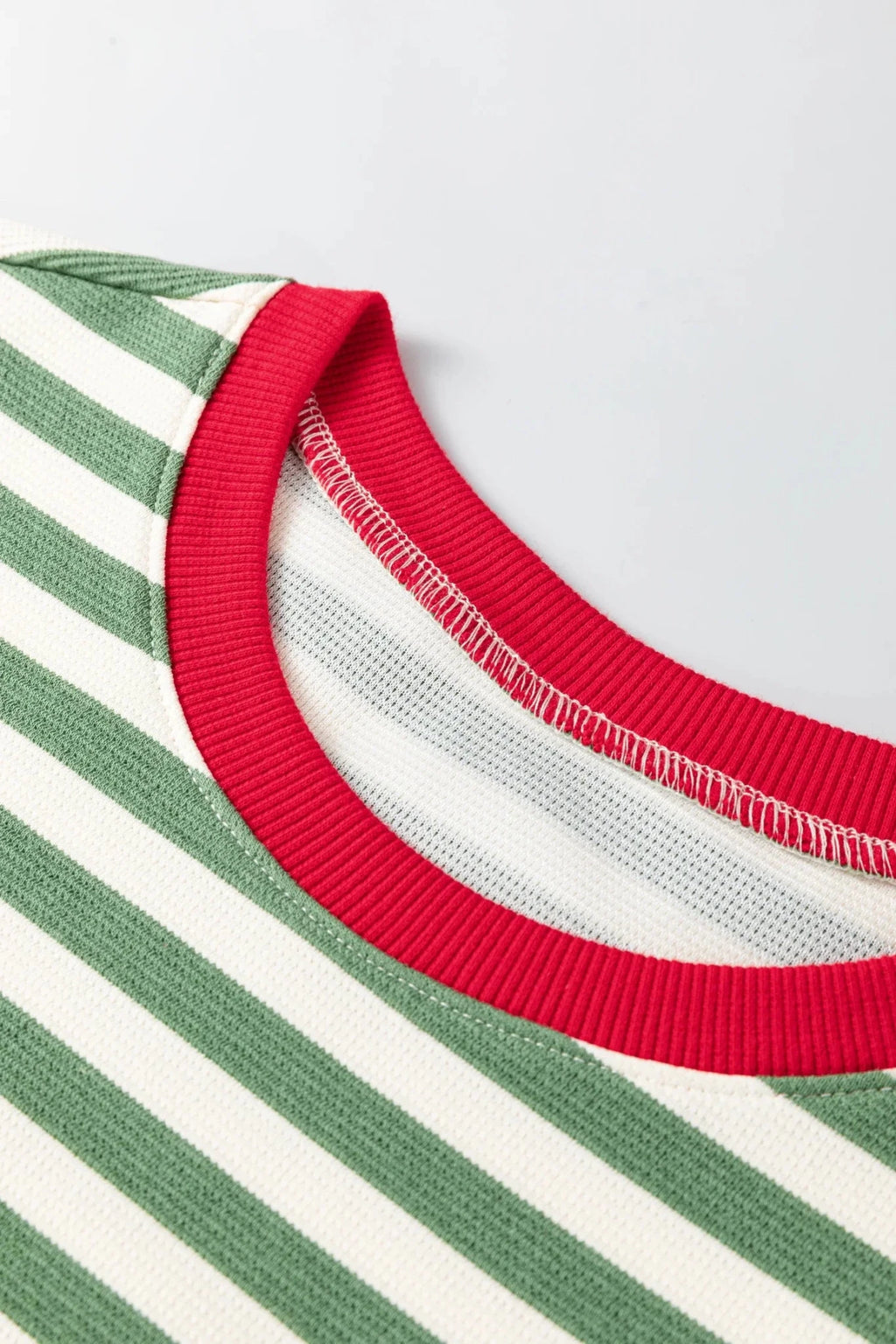 Stripe Contrast Trim Short Puff Sleeve Tee - Rooted & Reckless Co.