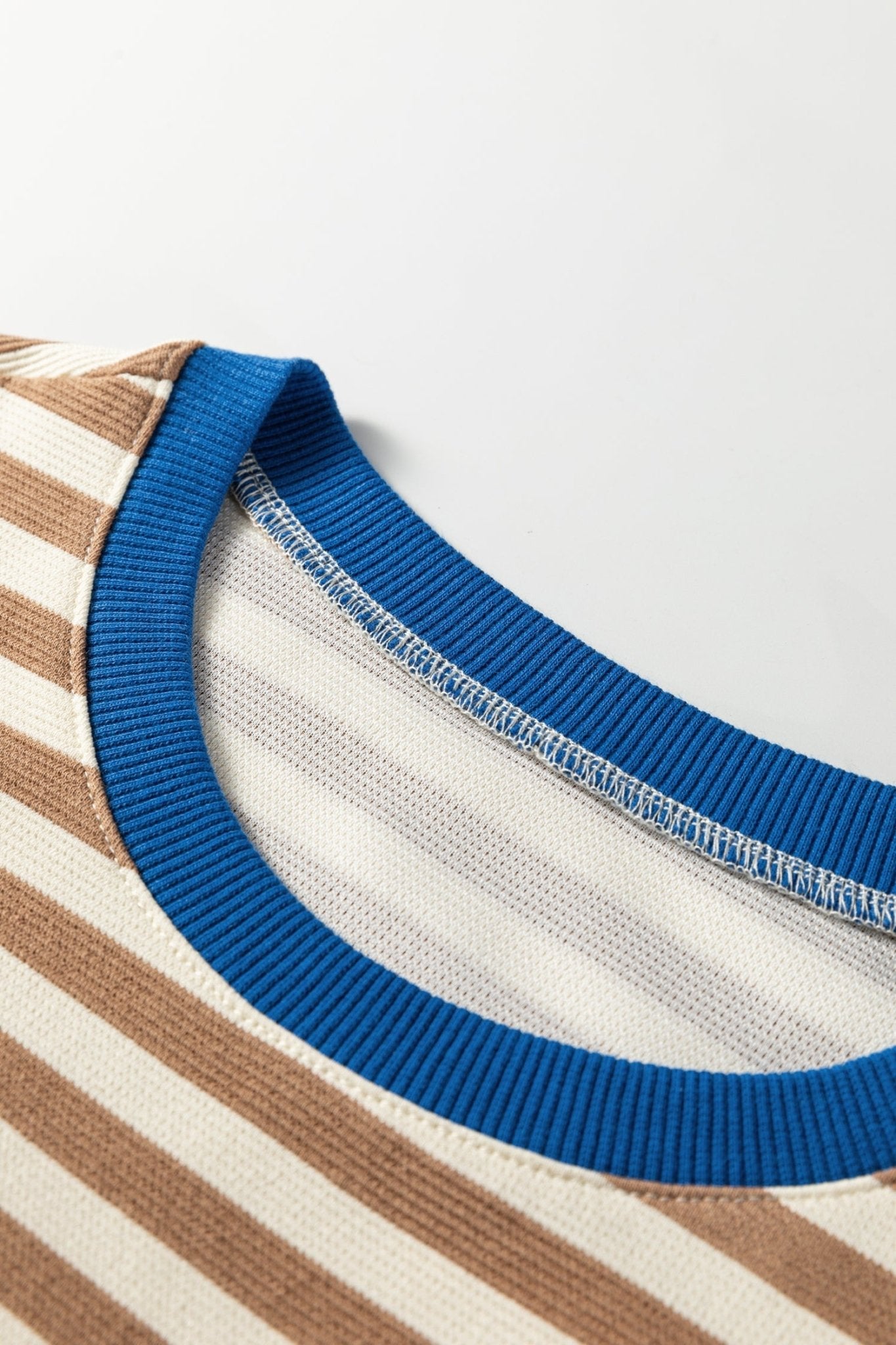 Stripe Contrast Trim Short Puff Sleeve Tee - Rooted & Reckless Co.