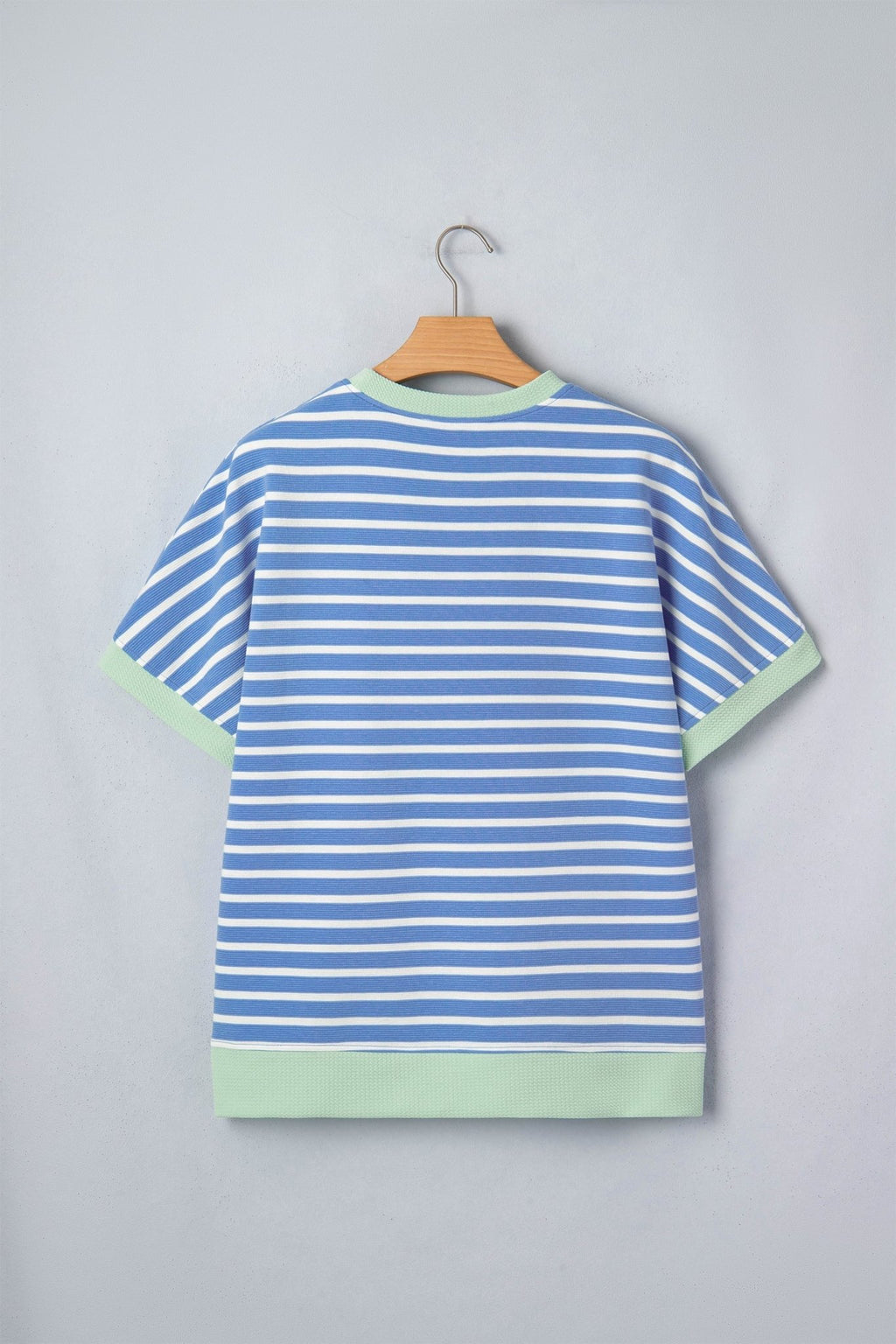 Stripe Contrast Trim Short Sleeve Top - Rooted & Reckless Co.