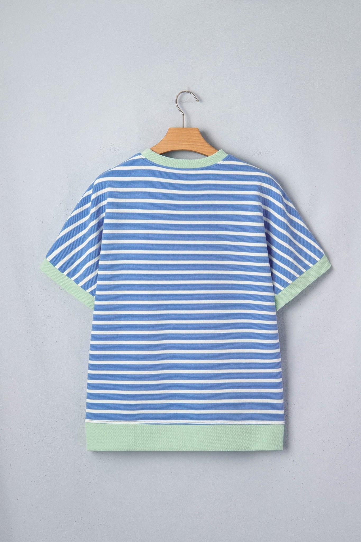 Stripe Contrast Trim Short Sleeve Top - Rooted & Reckless Co.