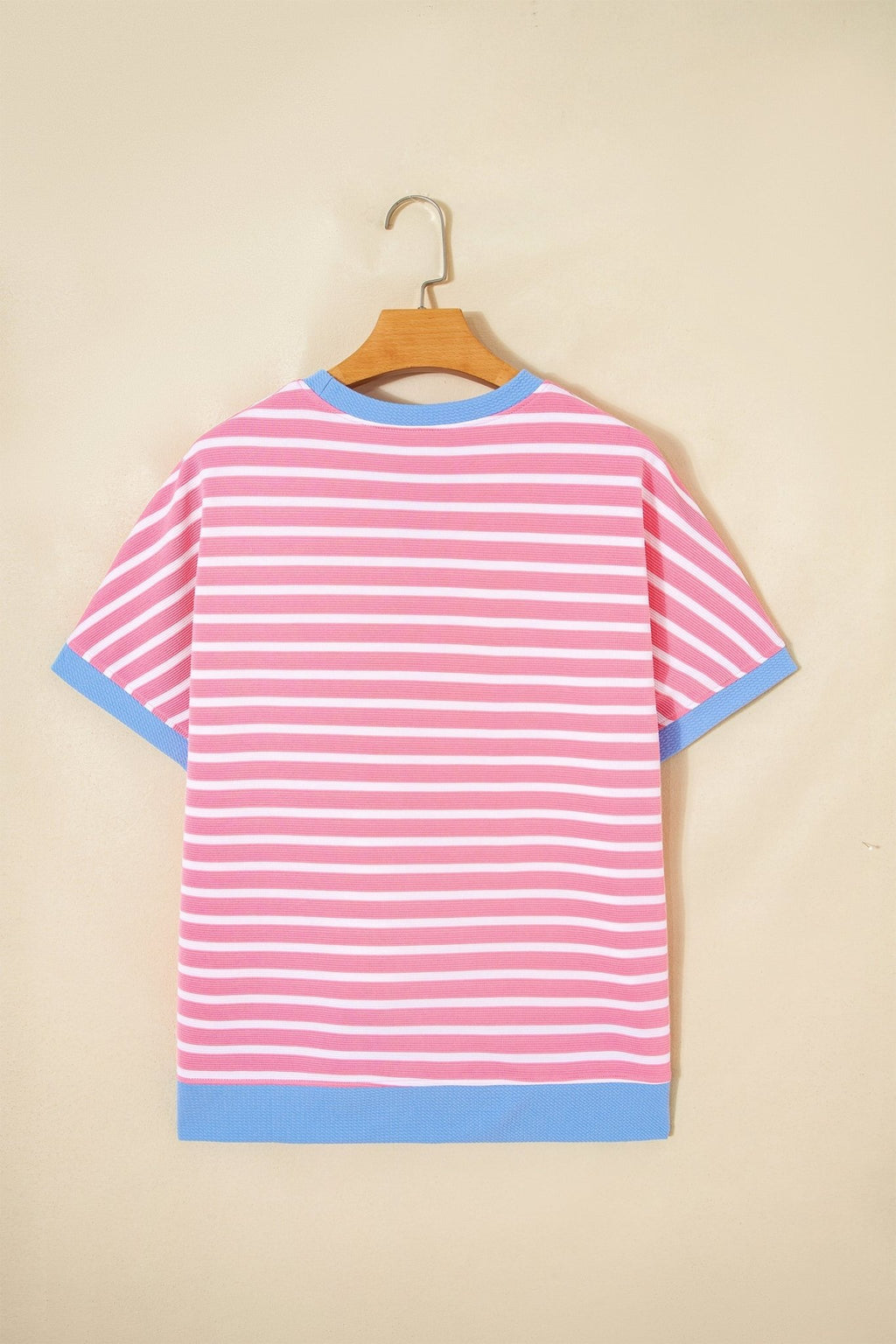 Stripe Contrast Trim Short Sleeve Top - Rooted & Reckless Co.