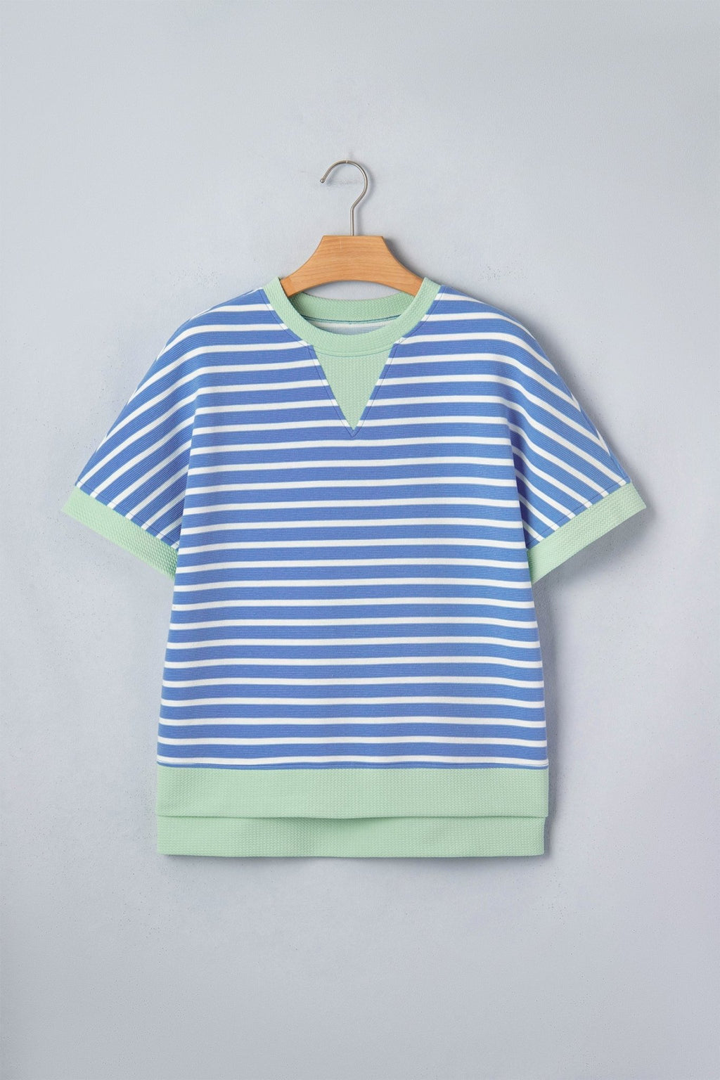 Stripe Contrast Trim Short Sleeve Top - Rooted & Reckless Co.