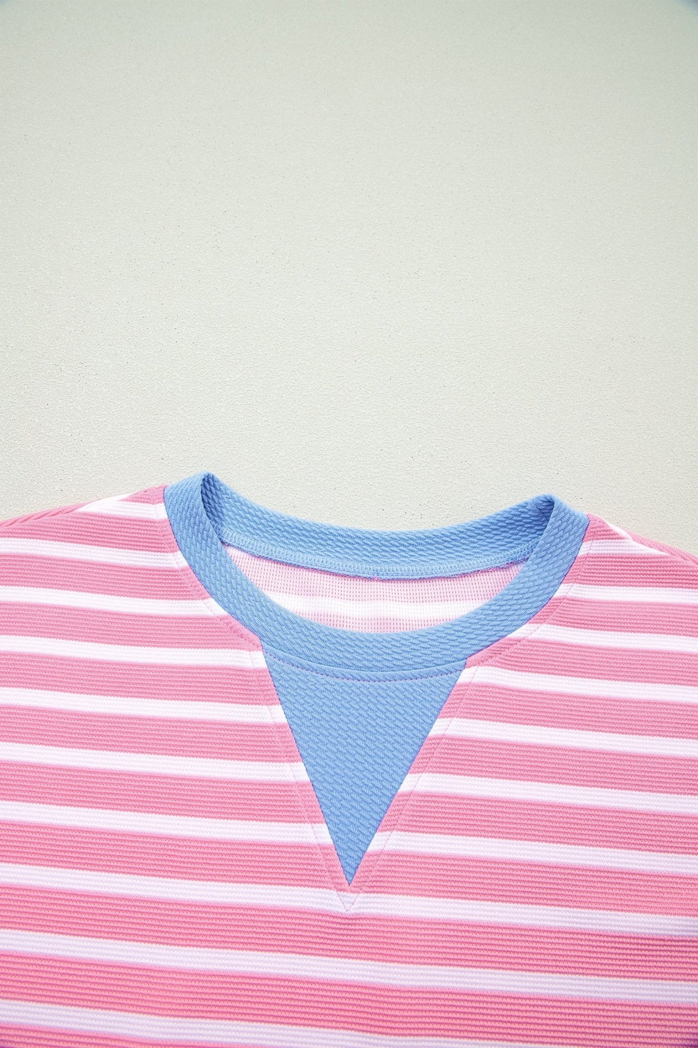 Stripe Contrast Trim Short Sleeve Top - Rooted & Reckless Co.