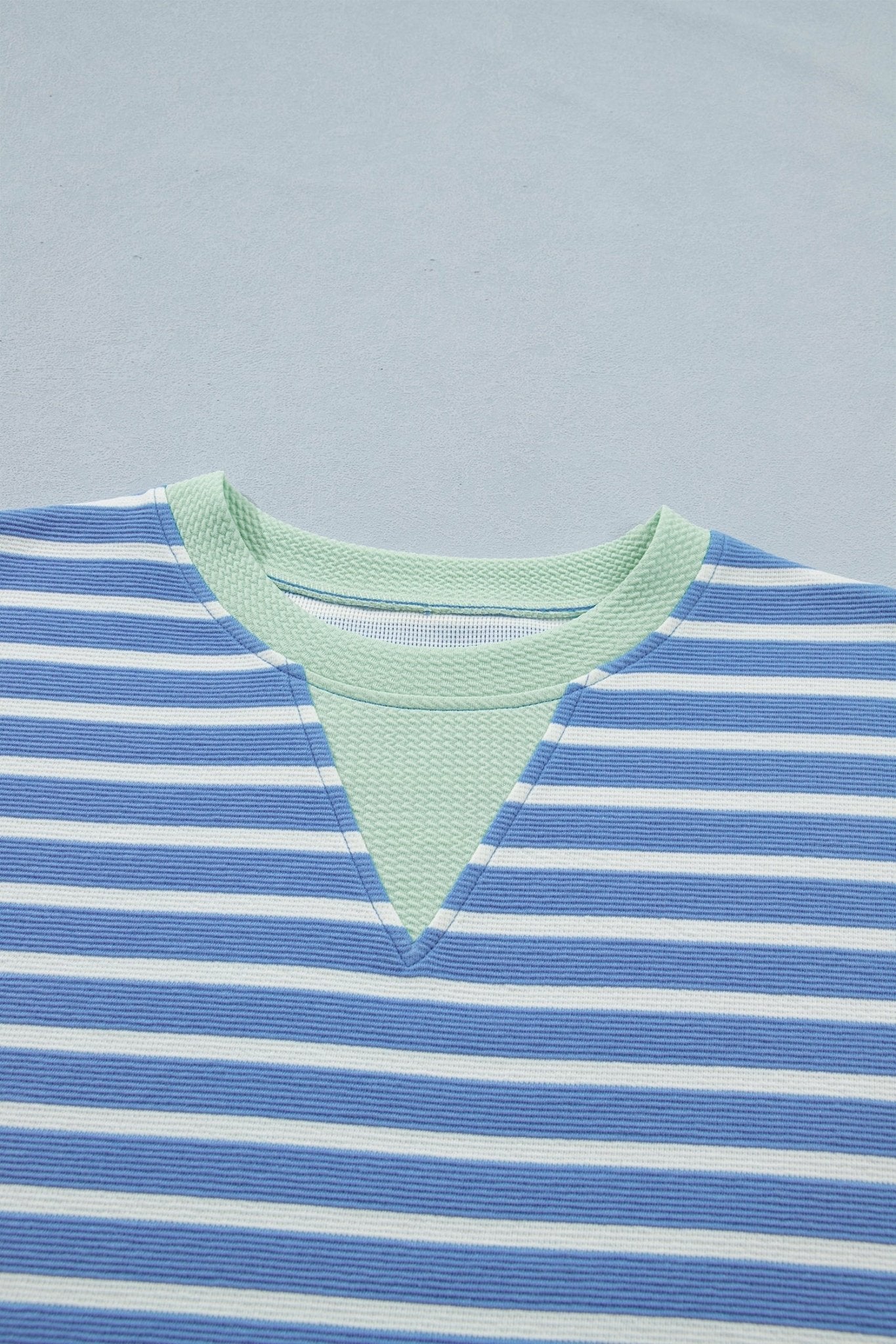 Stripe Contrast Trim Short Sleeve Top - Rooted & Reckless Co.
