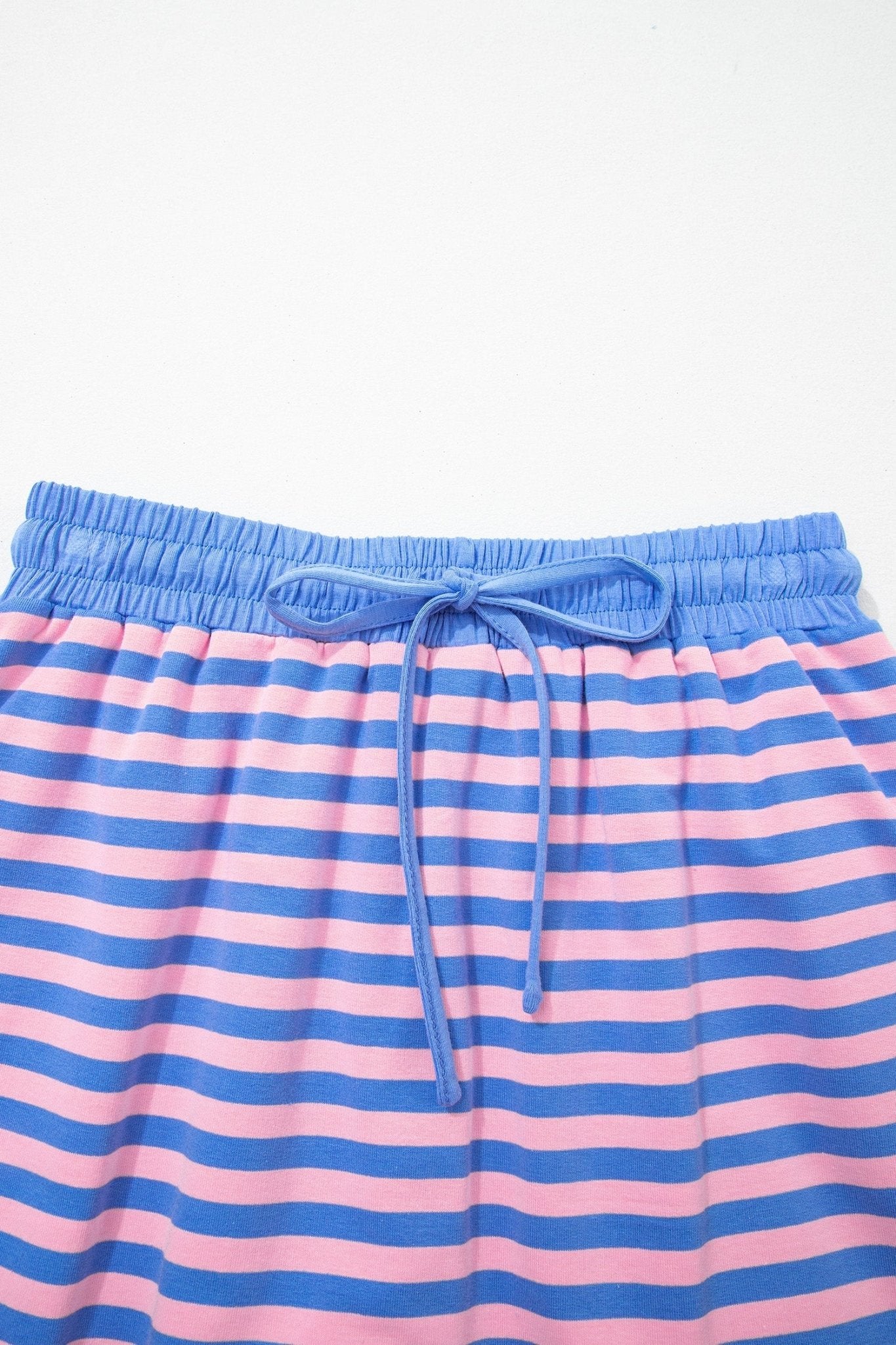 Stripe Contrast Trim Short Sleeve Top & Skirt Set - Rooted & Reckless Co.