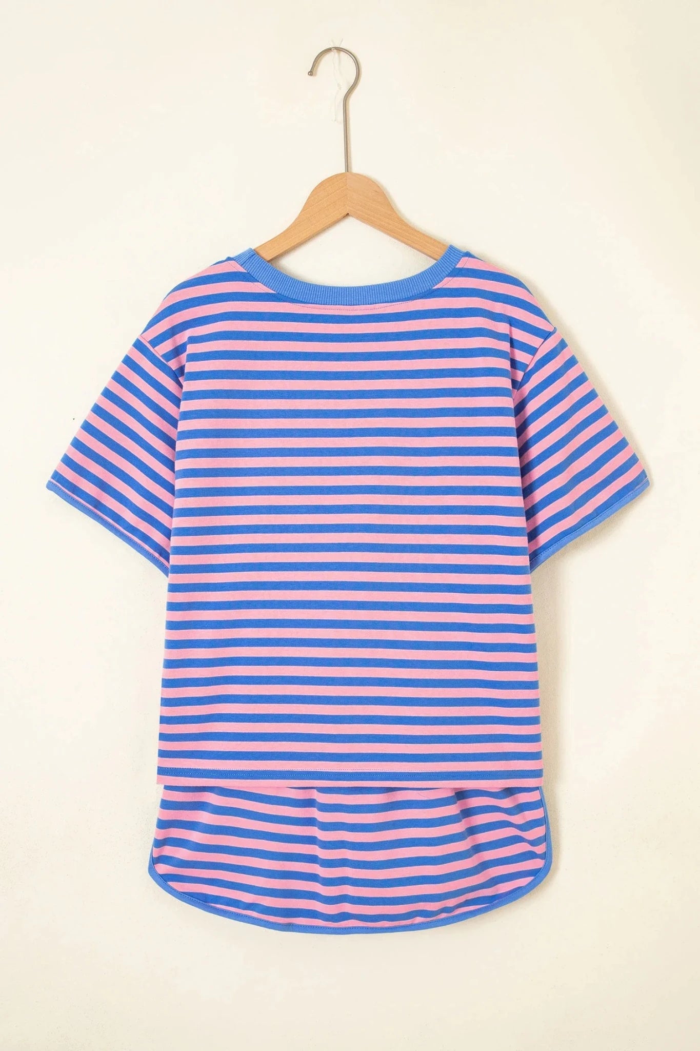 Stripe Contrast Trim Short Sleeve Top & Skirt Set - Rooted & Reckless Co.