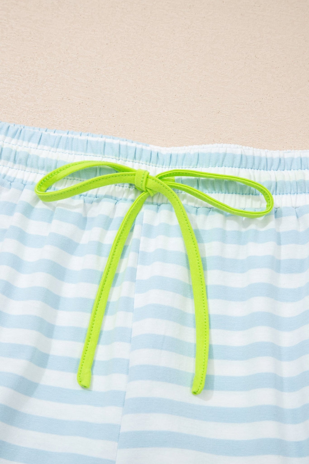 Stripe Contrast Trim Tee & Drawstring Shorts Set - Rooted & Reckless Co.