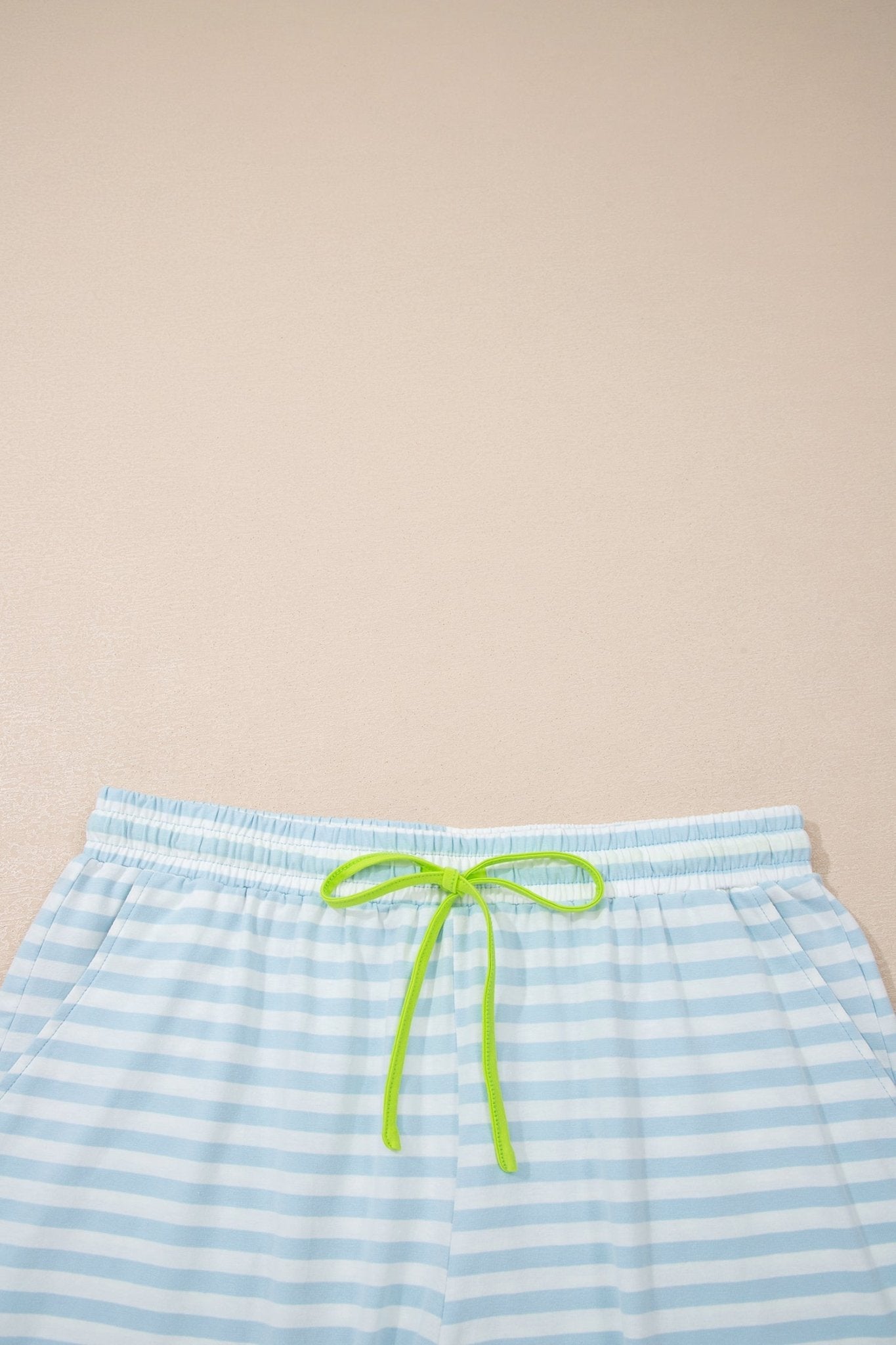 Stripe Contrast Trim Tee & Drawstring Shorts Set - Rooted & Reckless Co.