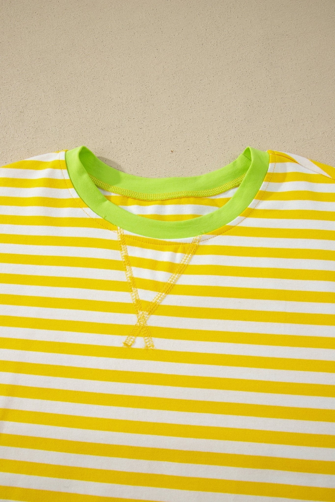 Stripe Contrast Trim Tee & Drawstring Shorts Set - Rooted & Reckless Co.