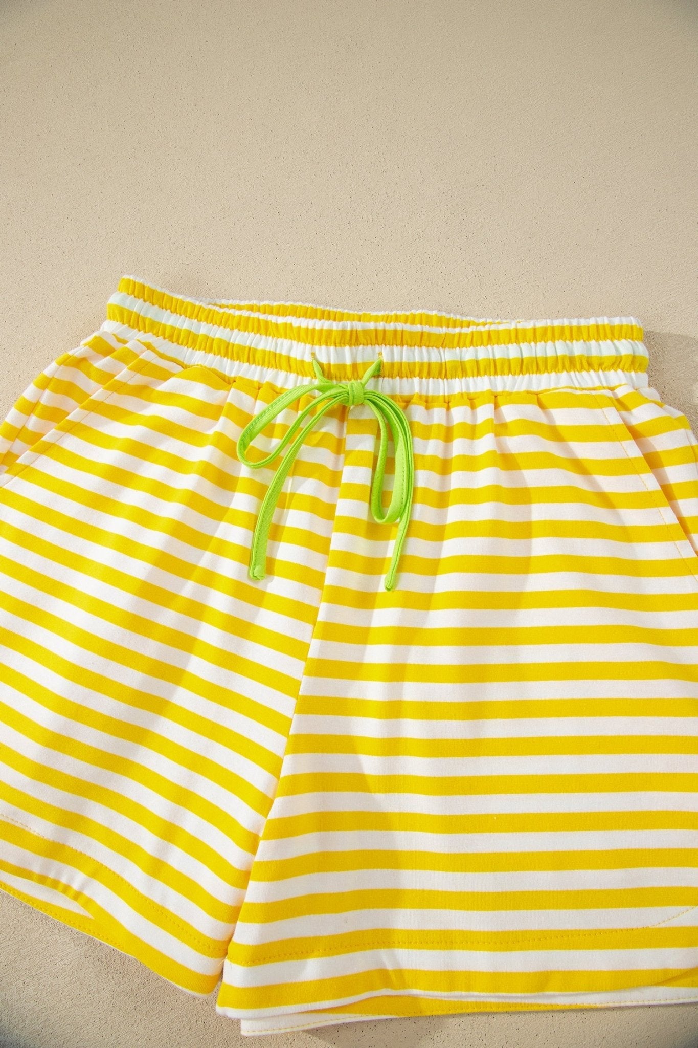 Stripe Contrast Trim Tee & Drawstring Shorts Set - Rooted & Reckless Co.
