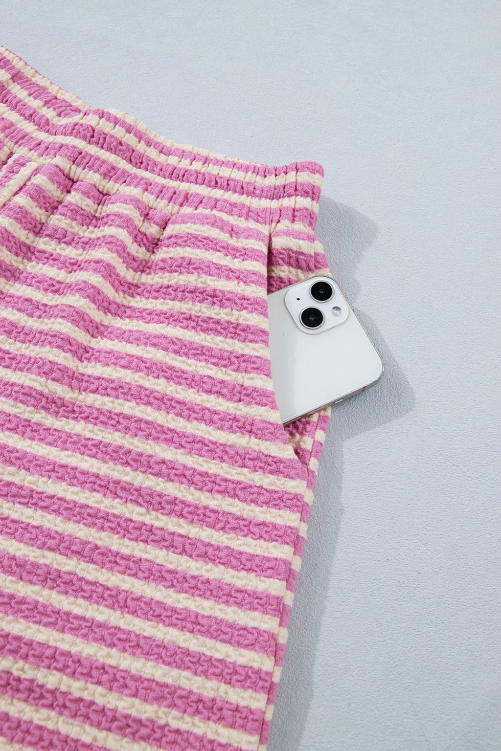Stripe Contrast Trim Textured Tank & Shorts Set - Rooted & Reckless Co.