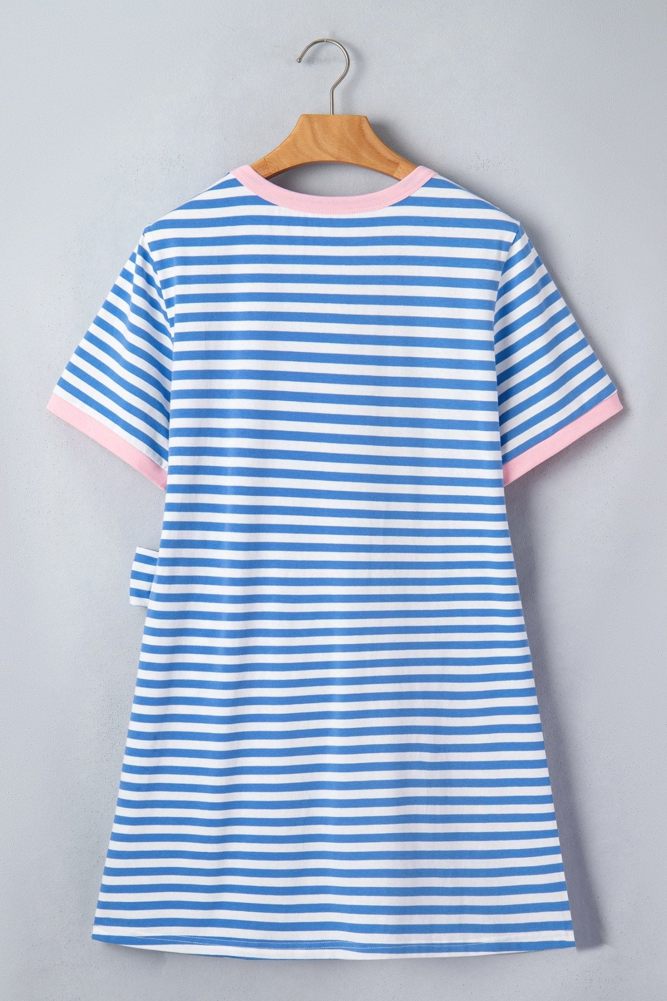 Stripe Contrast Trim Tie Waist Mini Dress - Rooted & Reckless Co.