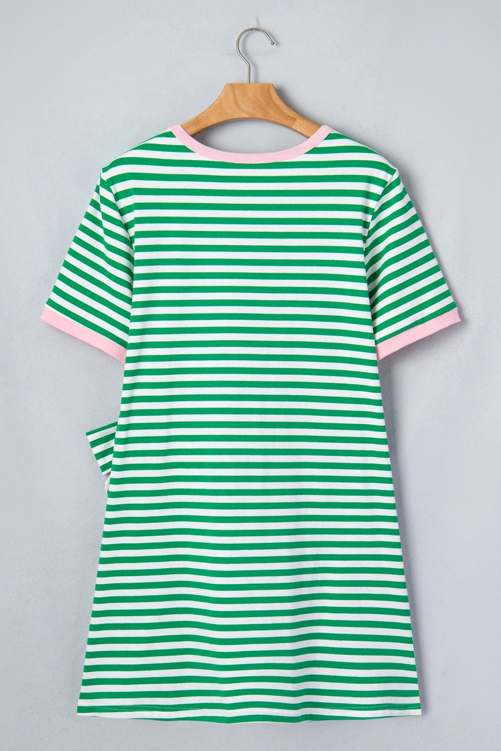 Stripe Contrast Trim Tie Waist Mini Dress - Rooted & Reckless Co.