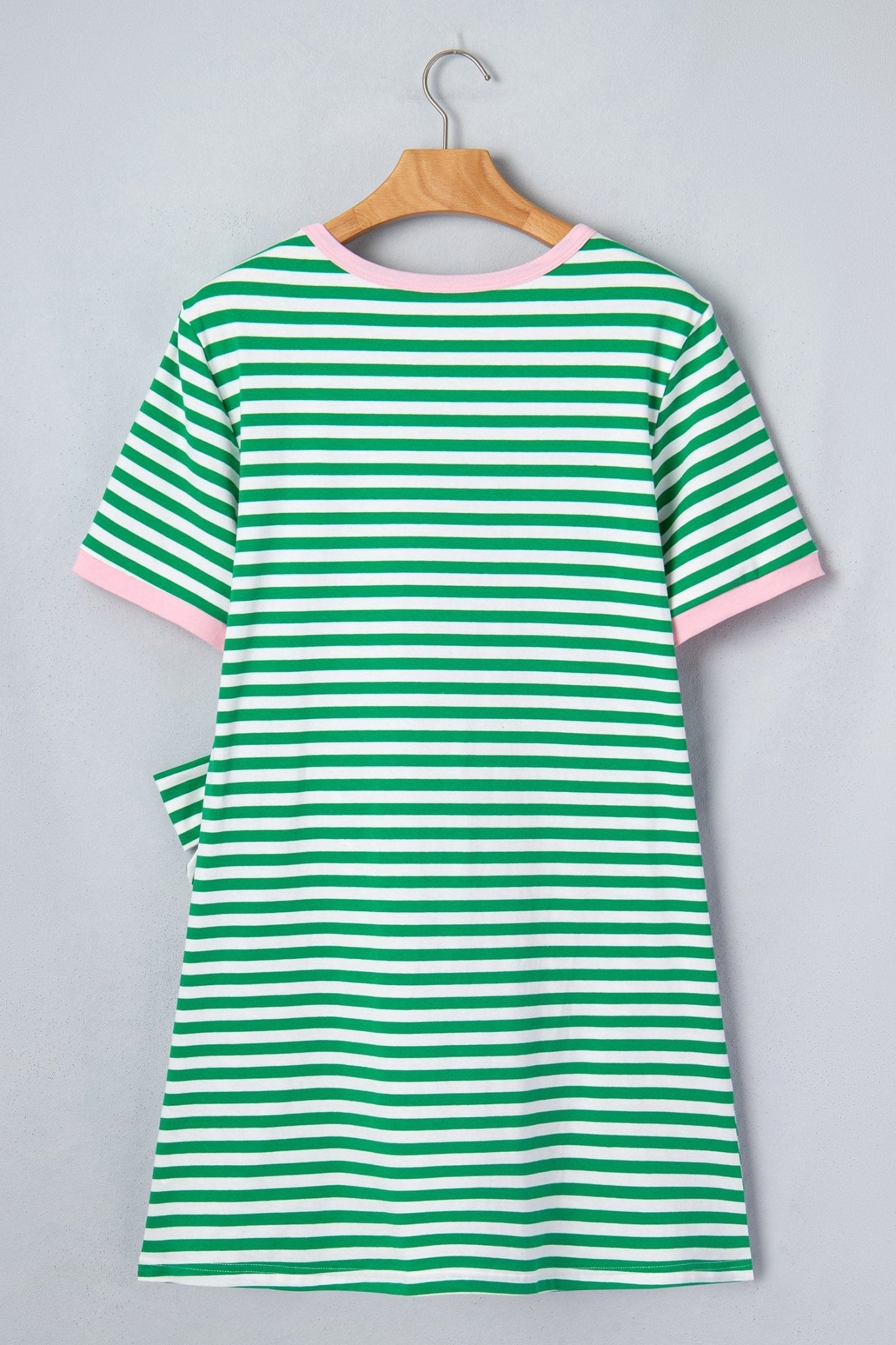 Stripe Contrast Trim Tie Waist Mini Dress - Rooted & Reckless Co.