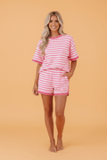 Stripe Contrast Trim Top & Loose Shorts Set - Rooted & Reckless Co.