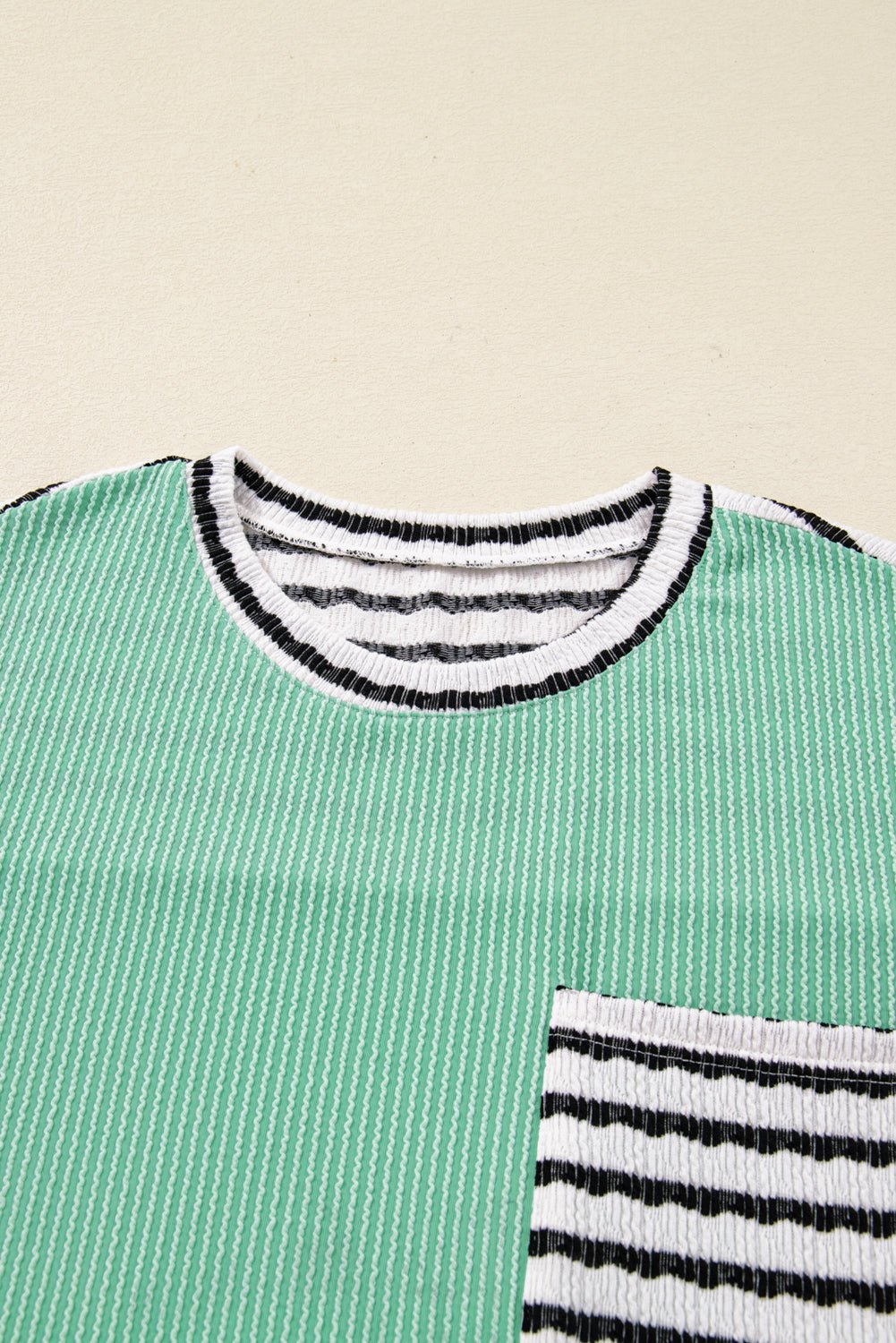 Stripe Corded Knit Patchwork Long Sleeve Top - Rooted & Reckless Co.