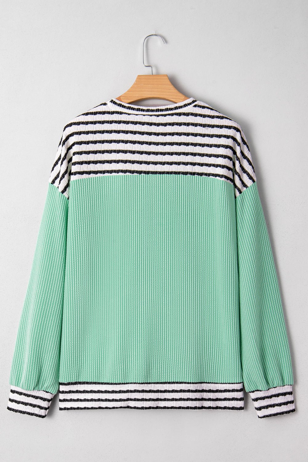 Stripe Corded Knit Patchwork Long Sleeve Top - Rooted & Reckless Co.