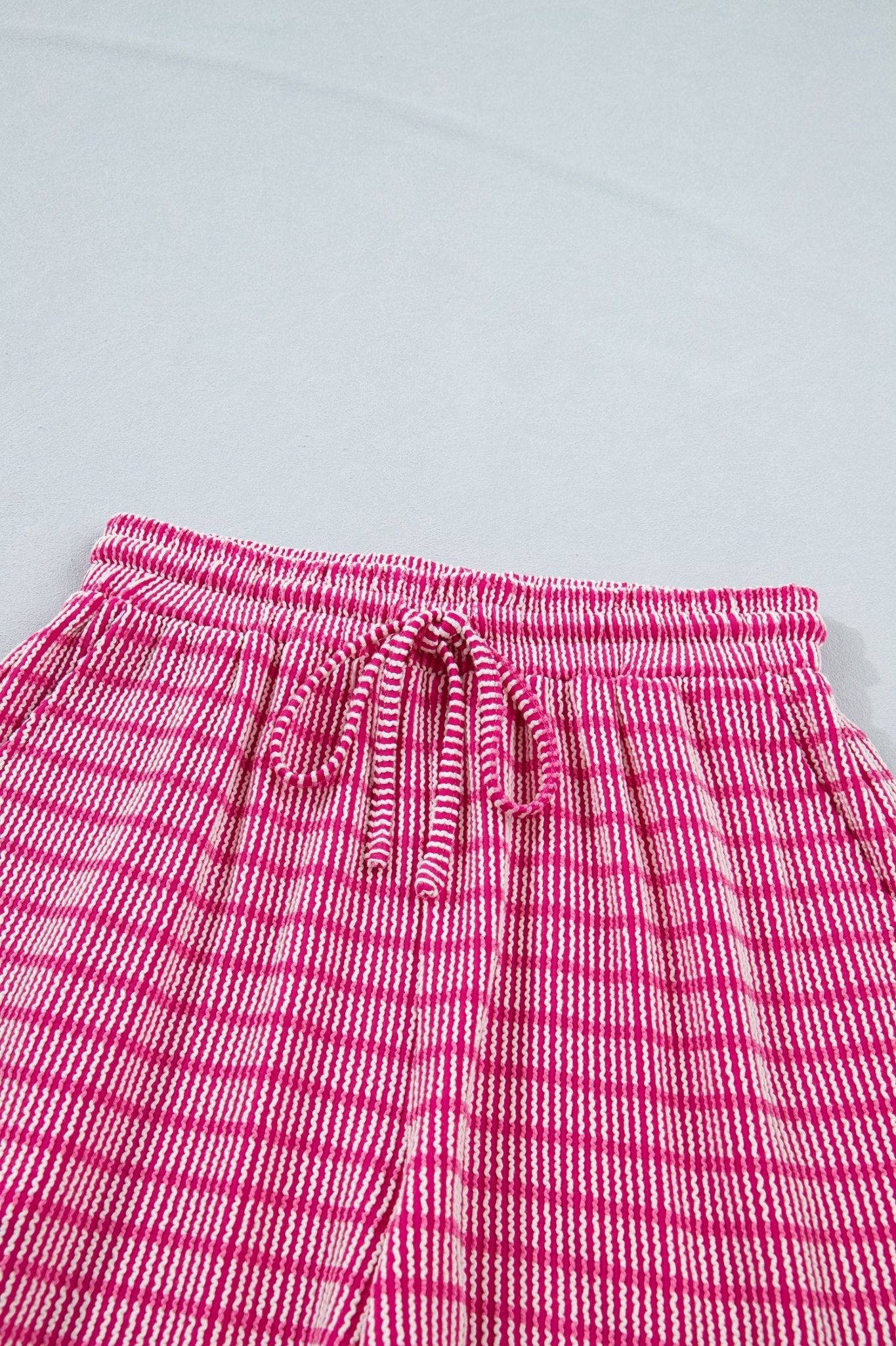 Stripe Corded Knit Tee & Drawstring Short Set - Rooted & Reckless Co.