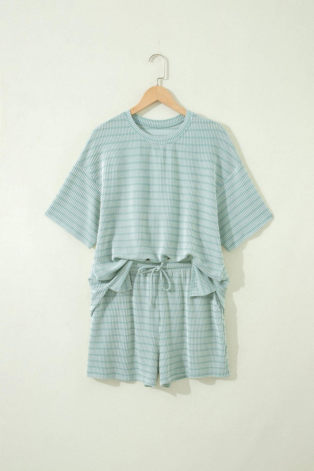 Stripe Corded Knit Tee & Drawstring Short Set - Rooted & Reckless Co.