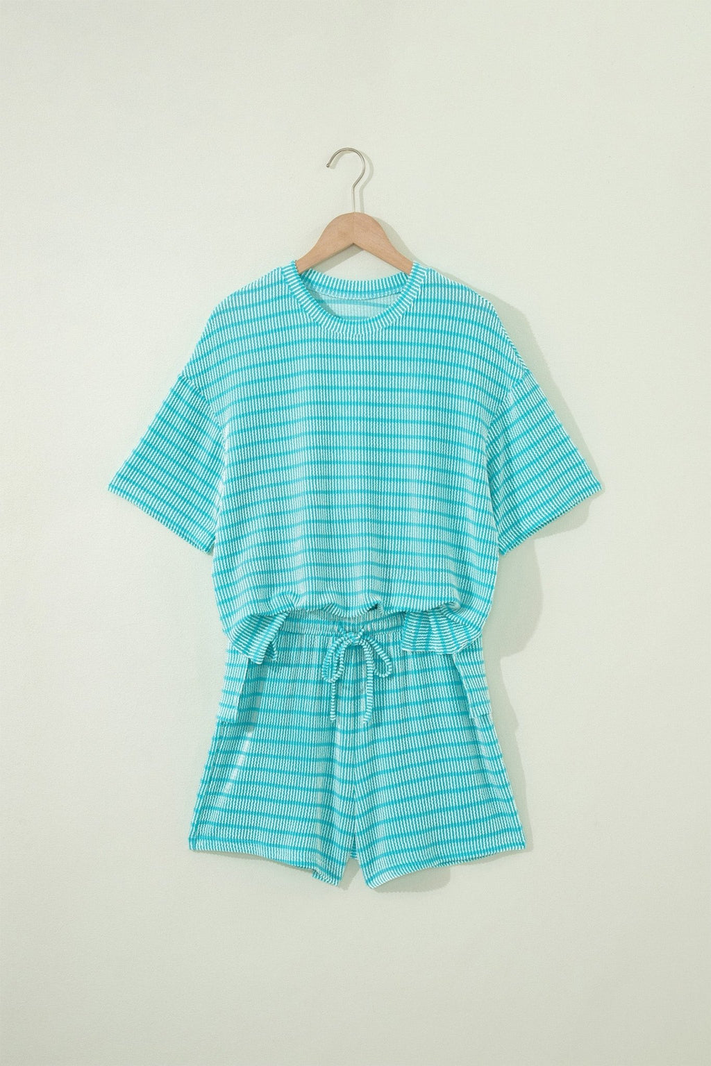 Stripe Corded Knit Tee & Drawstring Short Set - Rooted & Reckless Co.