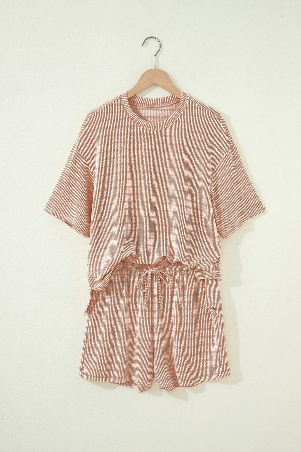 Stripe Corded Knit Tee & Drawstring Short Set - Rooted & Reckless Co.