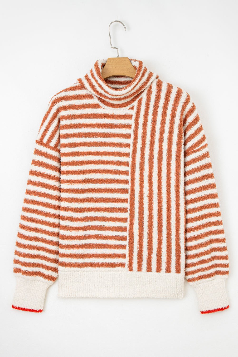 Stripe Cowl Neck Drop Shoulder Sweater - Rooted & Reckless Co.